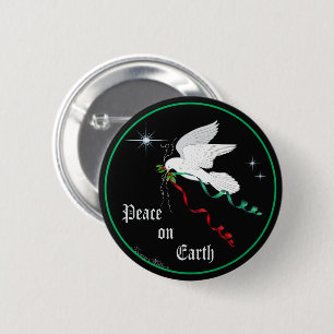 White Dove 6 Cm Round Badge