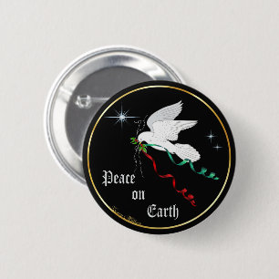 White Dove 6 Cm Round Badge
