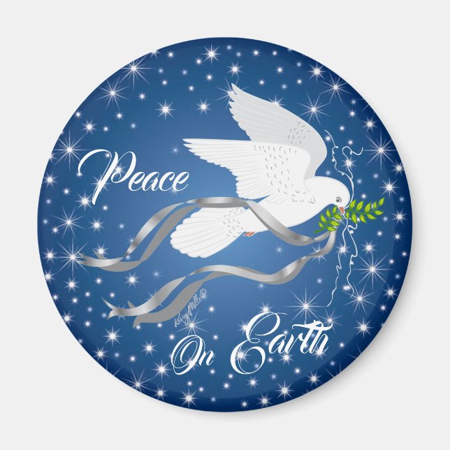 White Dove And Olive Branch Magnet (Front)