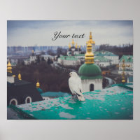 White dove at orthodox monastery in Kyiv