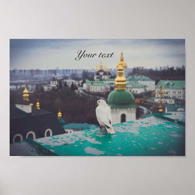 White dove at orthodox monastery in Kyiv Poster (Front)