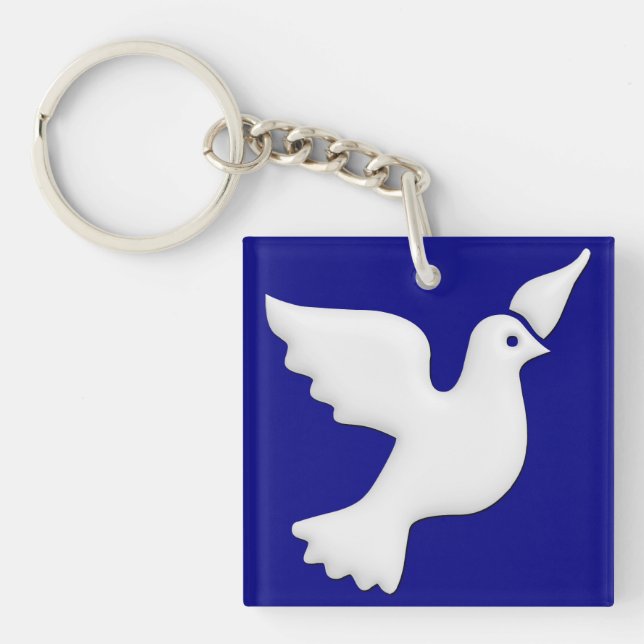 White Dove Belight Facing Right Key Ring (Front)