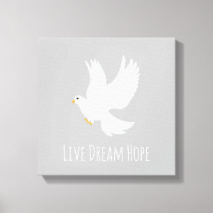 White dove bird on grey canvas print