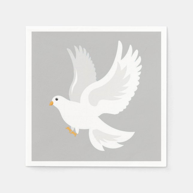 White dove bird on grey napkin (Front)