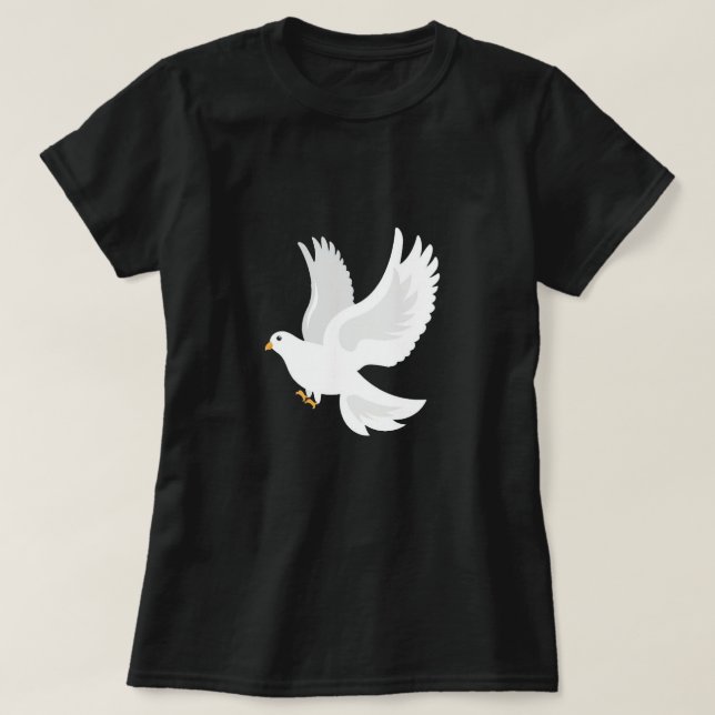 White dove bird on grey T-Shirt (Design Front)
