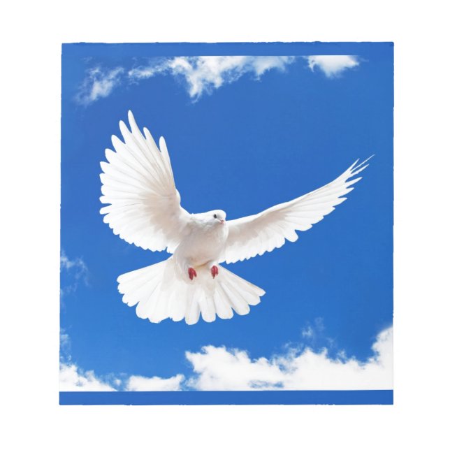 White Dove Bird Peace Love Flying Sky Notepad (Front)