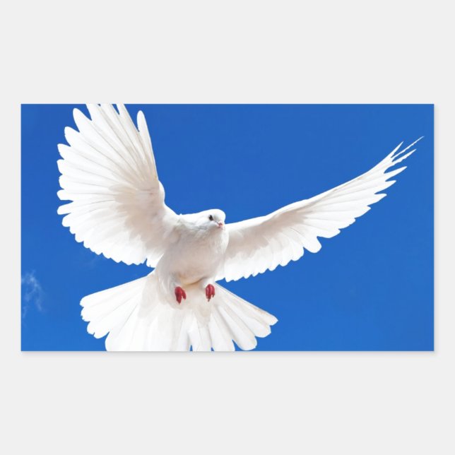 White Dove Bird Peace Love Flying Sky Rectangular Sticker (Front)