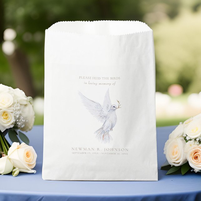 White Dove Bird Seed Packet Funeral Memorial Favour Bags (Creator Uploaded)