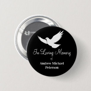 White Dove Celebration Of Life Funeral 6 Cm Round Badge