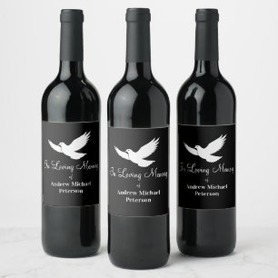 White Dove Celebration Of Life Funeral Wine Label
