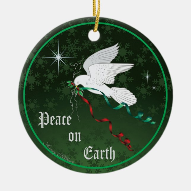 White Dove Ceramic Tree Decoration (Front)