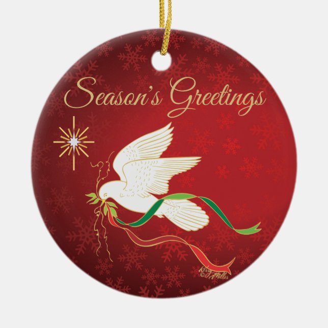 White Dove Ceramic Tree Decoration (Front)