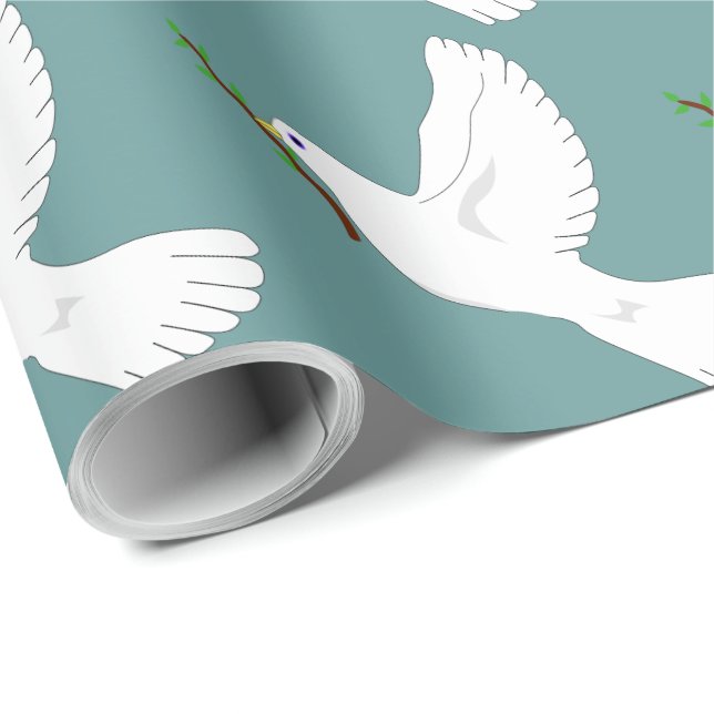 White Dove Christmas Gift Wrap (Roll Corner)