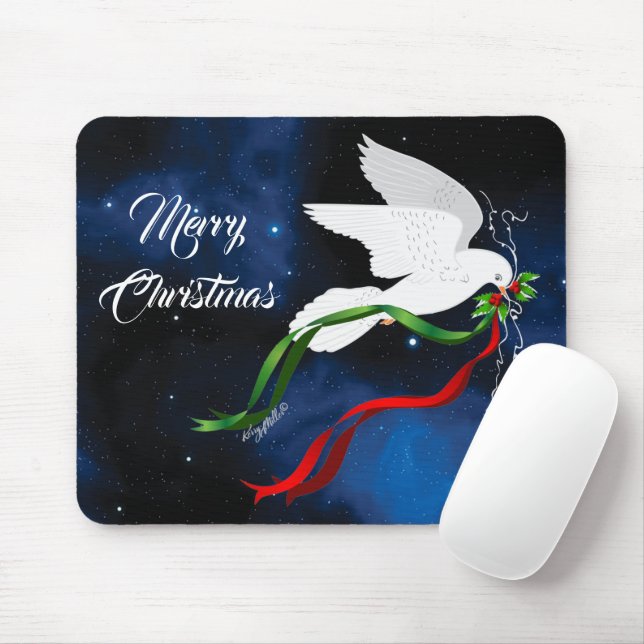 White Dove Christmas Mouse Pad (With Mouse)