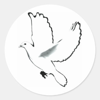 White Dove Classic Round Sticker