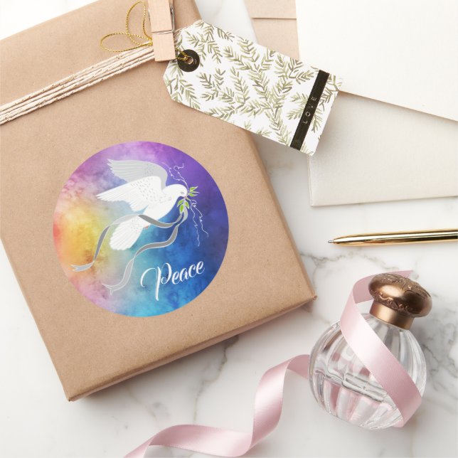 White Dove  Classic Round Sticker (Gifting)
