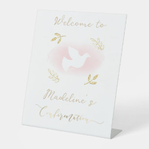 white dove Confirmation welcome Pedestal Sign