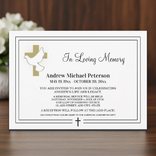 White Dove Cross Celebration Of Life Memorial Invitation