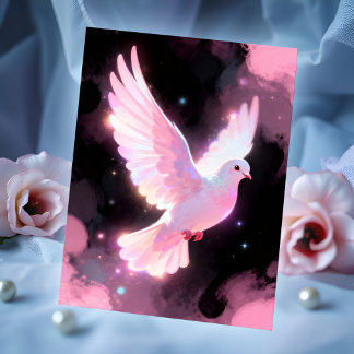 White Dove Ethereal Love Pink Clouds Celestial Postcard
