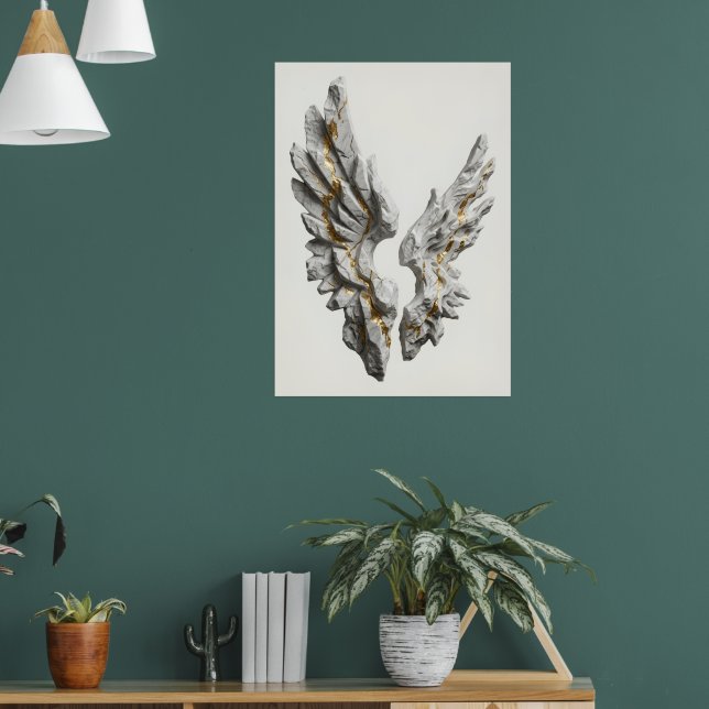 White Dove Feather Wings Spiritual Art Poster (Living Room 1)