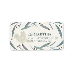 White Dove Foliage Cream White Address Label