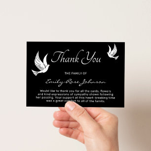 White Dove Funeral Simple Thank You Sympathy Card