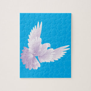 white dove in blue sky 3 jigsaw puzzle