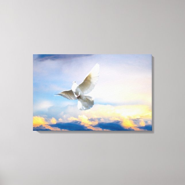 White dove in flight canvas print (Front)