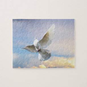White dove in flight jigsaw puzzle