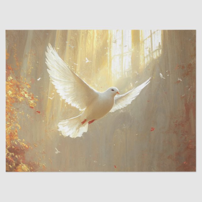 White Dove in the Light Painting Decoupage Tissue Paper (Front)