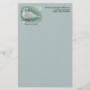 White Dove in the Pine Personalised Winter Holiday Stationery