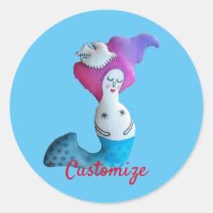 White Dove Mermaid Thunder_Cove  Classic Round Sticker