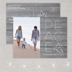 White Dove Modern Unique Peace 1 Photo Grey Wood Holiday Postcard