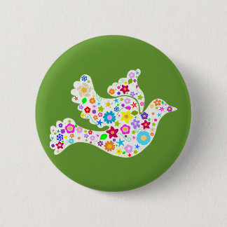 White Dove of Flowers 6 Cm Round Badge