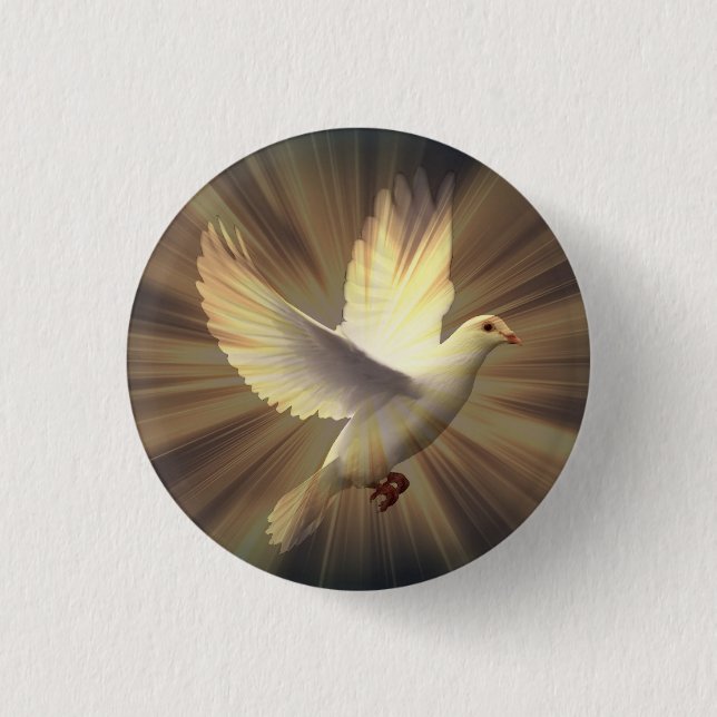 White Dove of Peace. 3 Cm Round Badge (Front)