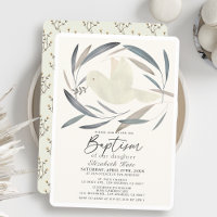 White Dove Olive Branch Greenery Baptism