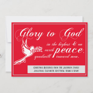 White Dove Peace On Earth Luke 214 Christmas Verse Holiday Card