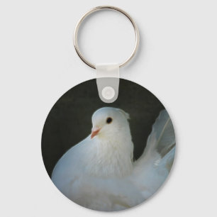 White dove peace symbol key ring