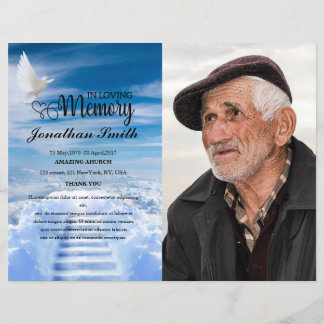 White dove & Sky Funeral Program template