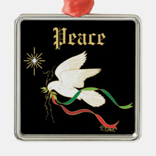 White Dove Spreading Peace Metal Tree Decoration