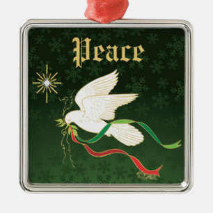 White Dove Spreading Peace Metal Tree Decoration