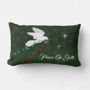 White Dove Spreading Peace On Earth Lumbar Cushion