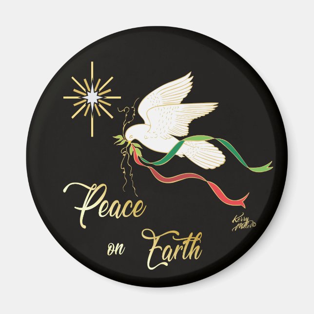 White Dove Spreading Peace On Earth Magnet (Front)