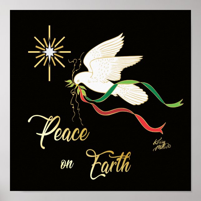 White Dove Spreading Peace On Earth Poster (Front)