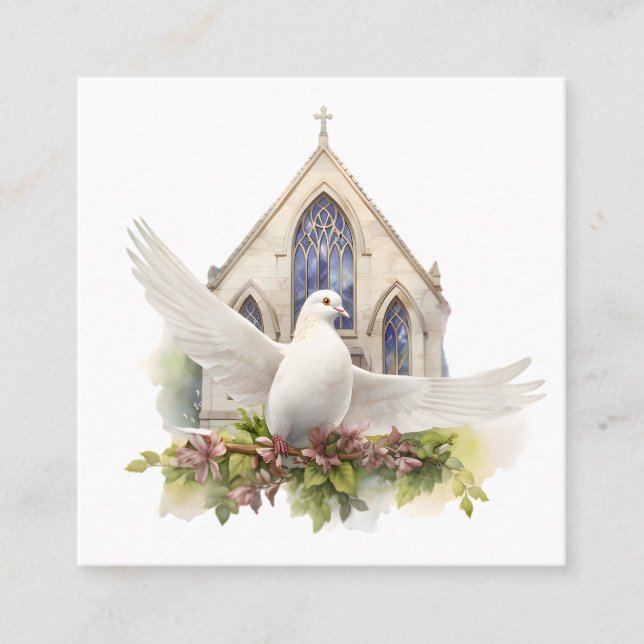 White Dove with Church Calling Card (Front)