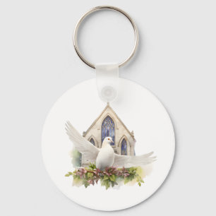 White Dove with Church Key Ring