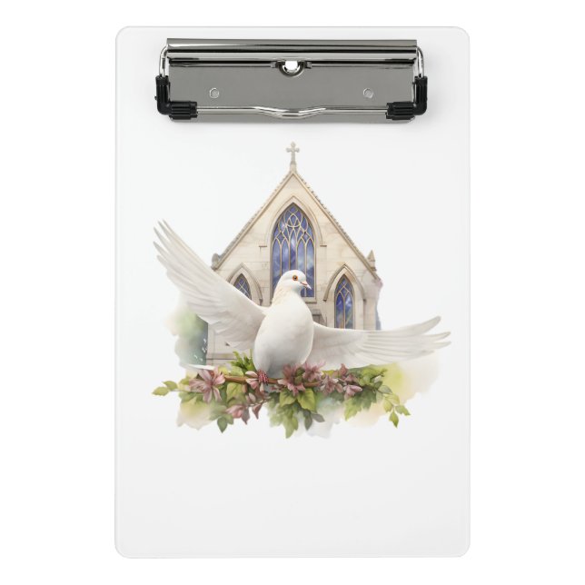 White Dove with Church Mini Clipboard (Front)
