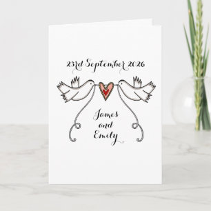 White Doves and Love Heart Wedding Card