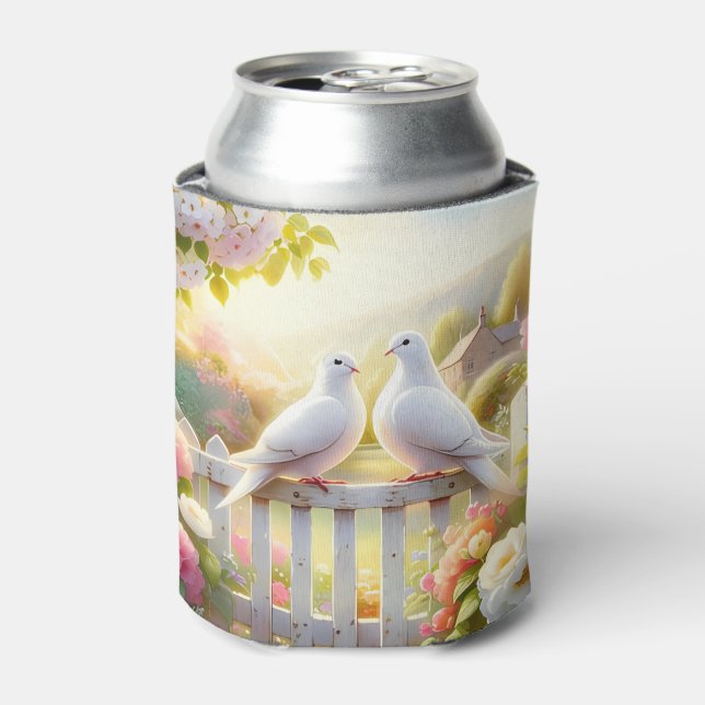 White Doves Cottage Garden Can Cooler (Can Front)