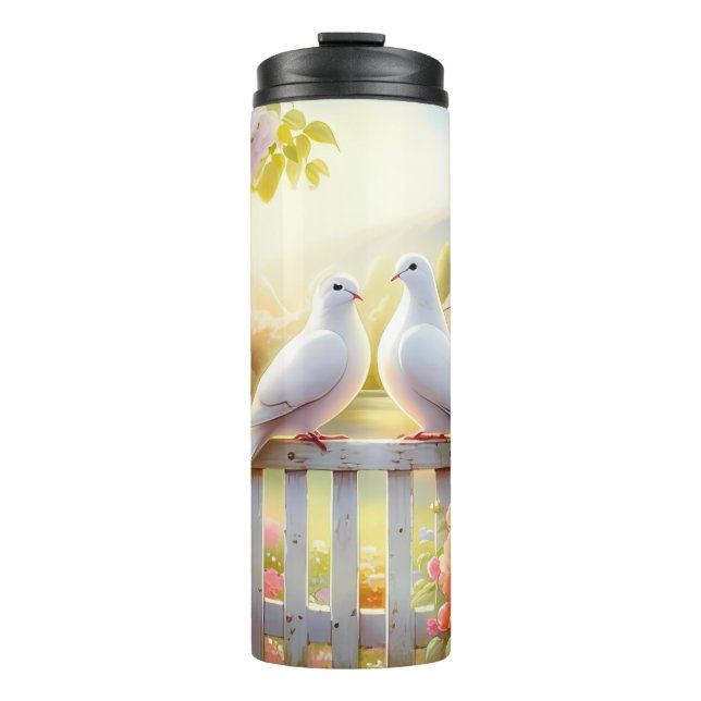 White Doves Cottage Garden Thermal Tumbler (Front)